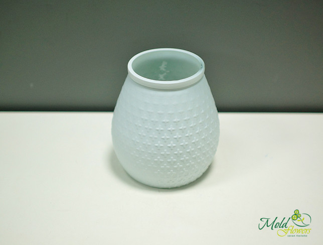 Vaza de sticlă alb-verde, înălțime = 19 cm foto